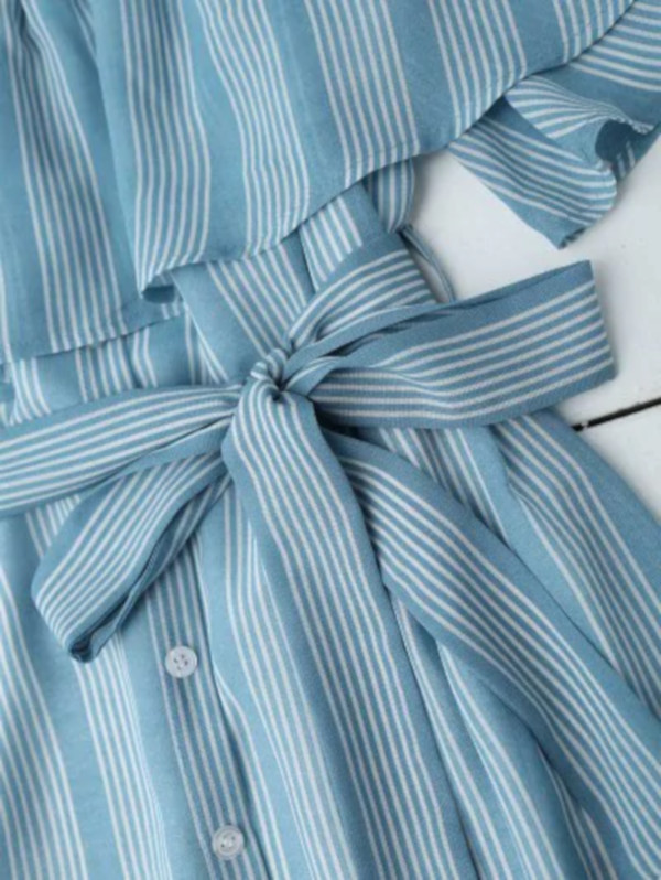 Multi Stripe Off The Shoulder Dress - Image 4