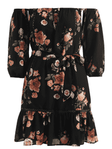 Off Shoulder Floral Flounce Beach Dress - Image 5