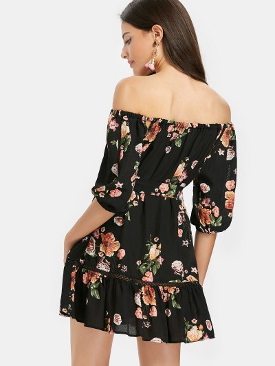 Off Shoulder Floral Flounce Beach Dress - Image 6