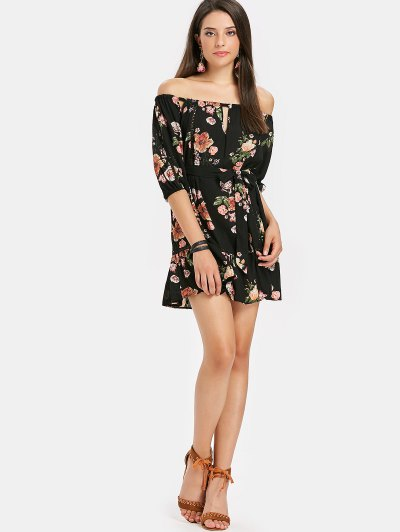 Off Shoulder Floral Flounce Beach Dress - Image 7