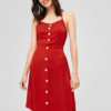 Open Back Button Up Halter Dress