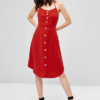 Open Back Button Up Halter Dress - Image 3