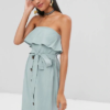 Overlay Buttoned Strapless Dress - Image 3