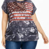 Patriotic American Flag Plus Size Blouson T-shirt