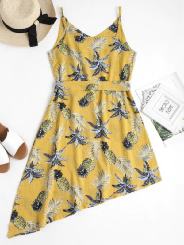 Pineapple Palm Asymmetrical Summer Dress - Image 2