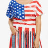 Plus Size Fringe American Flag Patriotic T-shirt
