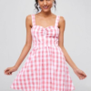 Ruched Front Gingham Skater Dress - Image 3