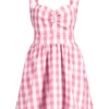 Ruched Front Gingham Skater Dress - Image 4