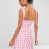 Ruched Front Gingham Skater Dress - Image 5