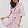 Ruffles Overlap Floral Dress
