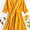 Ruffle Polka Dot Mini Faux Wrap Dress