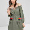 Ruffles Off Shoulder Pockets Dress