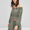 Ruffles Off Shoulder Pockets Dress - Image 2