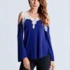 Sexy Hollow Crochet Off Shoulder Solid T-Shirt - Image 2