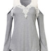 Sexy Hollow Crochet Off Shoulder Solid T-Shirt - Image 5