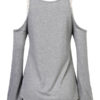 Sexy Hollow Crochet Off Shoulder Solid T-Shirt - Image 6