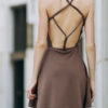 Solid Backless Scoop Neck Dresses