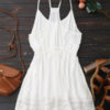 Spaghetti Straps Drawstring Waist Summer Dress - White S - Image 2