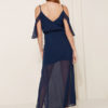 Split Sheer Cold Shoulder Sexy Slip Maxi Dresses - Image 2