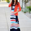 Stripe Bow Sash Sleeveless Maxi Dresses - Image 2