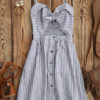 Striped Front Knot Cutout Cami Dresses