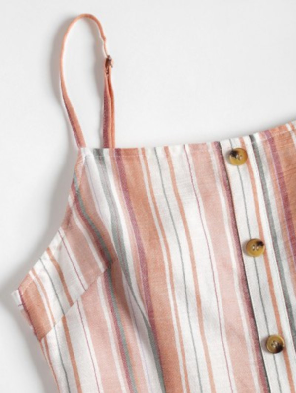 Striped Open Back Cami Dress - Light Pink S - Image 4