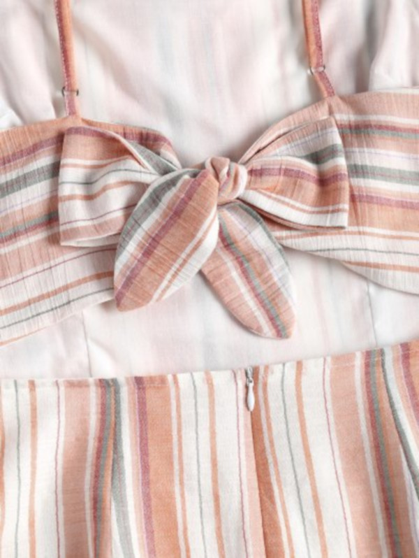 Striped Open Back Cami Dress - Light Pink S - Image 5