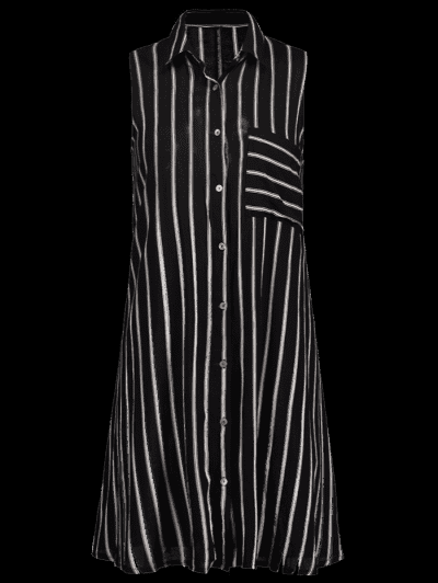 Striped Sleeveless Mini Shirt Dress - Image 3