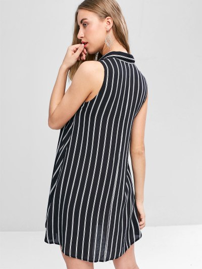 Striped Sleeveless Mini Shirt Dress - Image 4