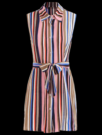 Striped Sleeveless Shirt Dress - Image 2