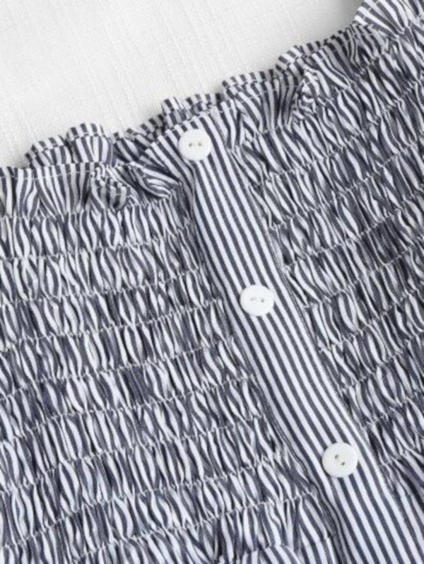 Striped Smocked A Line Pinafore Dress - Image 4