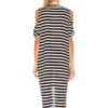 Striped V Neck Short Sleeve Cold Shoulder High Low T Shirt - Image 3