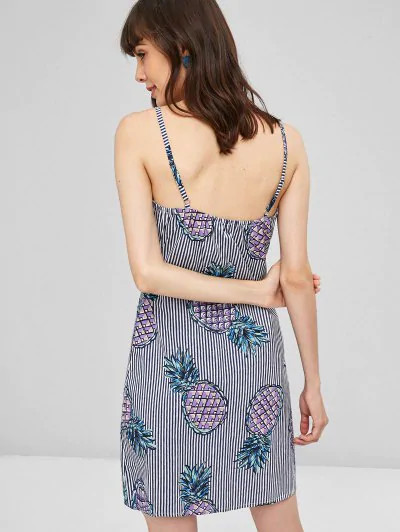 Tie Front Stripes Pineapple Dress - Image 4