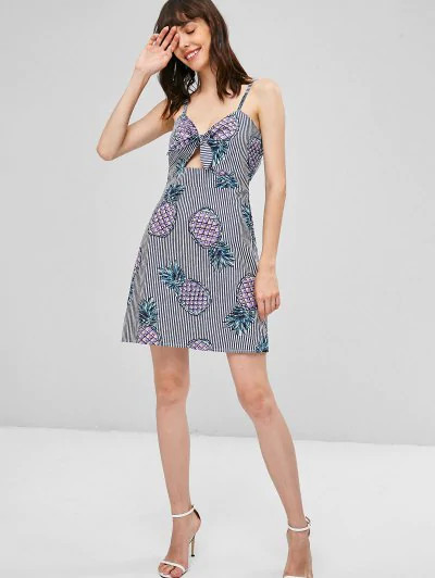 Tie Front Stripes Pineapple Dress - Image 5