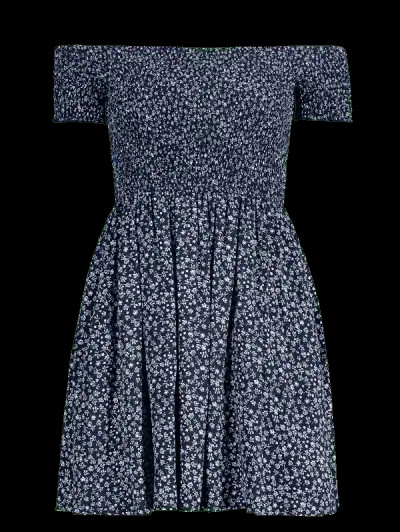 Tiny Floral Smocked Off Shoulder Dress - Image 4