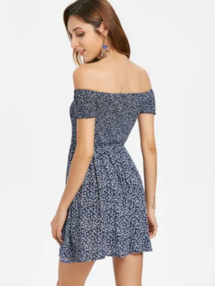 Tiny Floral Smocked Off Shoulder Dress - Image 5