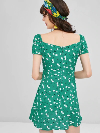 Tiny Floral Square Mini Dress - Image 2