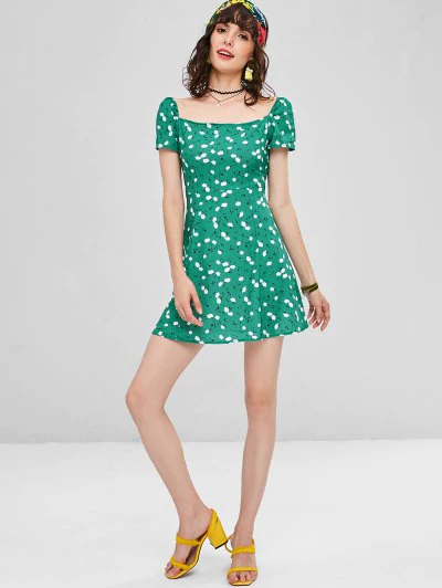 Tiny Floral Square Mini Dress - Image 3