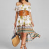 Tribal Asymmetrical Off Shoulder Midi Dresses