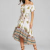 Tribal Asymmetrical Off Shoulder Midi Dresses - Image 2