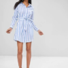 Belted Stripes Shirt Dress - Image 2