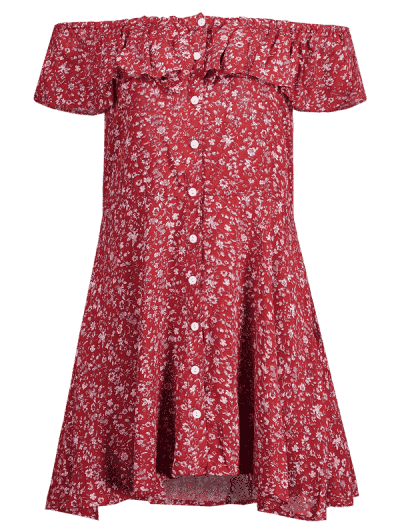 Floral Off The Shoulder Mini Tea Dress - Image 5