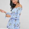 Stripes Smocked Off Shoulder Dress
