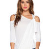 Designed Neckline Cut Out Slim Fit Casual T Shirt