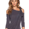Designed Neckline Cut Out Slim Fit Casual T Shirt - Image 3