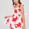 Floral Ruffle Open Back Dress