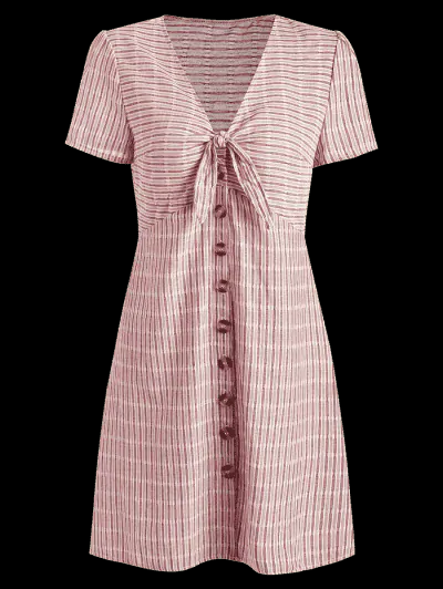 Knot Striped Button Up Shirt Dress - Image 4