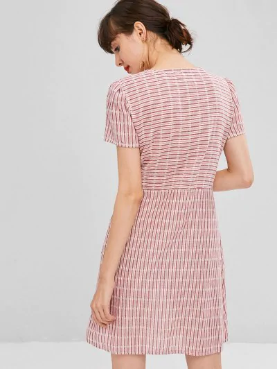 Knot Striped Button Up Shirt Dress - Image 5