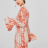 Leaves Print Shift Bell Sleeve Dress - Image 5