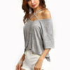 Off The Shoulder Cross Front Half Sleeve T Shirt - Image 3